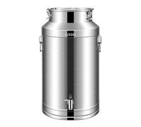 Latas de transporte de leche de acero inoxidable 304 con tapa sellada y espiga, cubo de leche resistente para aceite, ghee, leche, 58 L, 35 x 64 cm