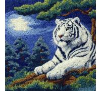 Latch Hook Craft Kits Tigre Blanco De Anime Kits De Aguja De Pestillo Diy,Cojín Estampado,Kit De Agujas Ganchillo,Funda De Almohada,Alfombra,Decoración Del Hogar 17x17In