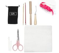 Latch Hook Tool Set - Latch Crochet Needle Hook Tools, With Polyester Mesh, Wooden Bent Latchs Hok, Tool Knittinguse Crochet Needle For Crafts Carpet Rug Making DIY KitsBest Present
