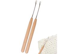 Latch Hook Tool - Wood Metal 13,5 x 0,8 cm 2 Piece Set | Crochet Needle Snag Repair Hook For Fabric And Garments | Knitting Snag Fix Tool For Sweaters Clothing Textile Craft Repair By Adults Beginners