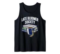Late Bloomer Society Café Graduación Clase Humor Sabiduría Camiseta sin Mangas
