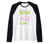 Late Night Book Club Bookish Reading Novela Biblioteca Café Arte Camiseta Manga Raglan