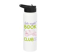 Late Night Book Club Bookworm Reading Just One More Chapter Stainless Steel Insulated Water Bottle