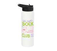 Late Night Book Club Bookworm Reading Just One More Chapter Stainless Steel Insulated Water Bottle