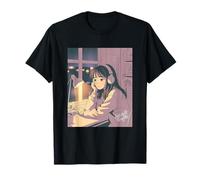Late Night Thoughts Chica Anime Lo Fi Relajación Lluvia Camiseta
