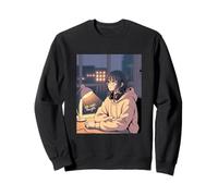 Late Night Thoughts Chica Anime Lo Fi Relajación Lluvia Sudadera