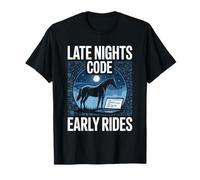 Late Nights Code Early Rides Programador de Caballos Camiseta