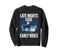 Late Nights Code Early Rides Programador de Caballos Sudadera