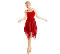 LATEAU Trajes De Danza Lírica Vestido de tutú de Ballet for Mujer Adulta, Vestido de Gasa, Trajes de Danza lírica(Red,S)