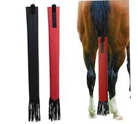 Latebebebe Bolsa de Cola de Caballo de 2 Piezas, Bolsas de Cola Protectores a Prueba de Polvo de 22x3 Pulgadas para Caballos con Accesorios de Caballos ecuestres Marginales, Negro + Rojo