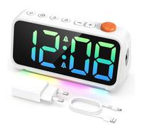 LATEC Despertador Digital, Reloj Despertador Infantil Alimentado por Red con Luz RGB, 2 Alarmas, Función de Snooze, Formato 12/24 Horas y Puerto de Carga USB (Adaptador Incluido)