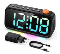 LATEC Despertador Digital, Reloj Despertador Infantil Alimentado por Red con Luz RGB, 2 Alarmas, Función de Snooze, Formato 12/24 Horas y Puerto de Carga USB (Adaptador Incluido)