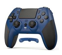 LATEC Mando para PS4, Mando Inalámbrico PS4 con Bluetooth, 2 Botones de Programación Macro, 6-Axis Sensor Giroscópico, Doble Vibración, Panel Táctil, Azul