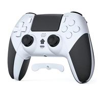LATEC Mando para PS4, Mando Inalámbrico PS4 con Bluetooth, 2 Botones de Programación Macro, 6-Axis Sensor Giroscópico, Doble Vibración, Panel Táctil, Blanco