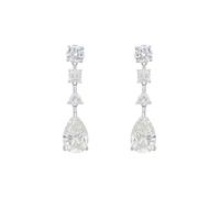 Latelita Pendientes de gota de plata de ley con moissanita pompadour para mujer con piedra preciosa de lágrima cultivada en laboratorio y diamantes de imitación, 4,3 x 1,2 cm, plata, Plata de ley