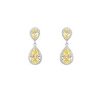 Latelita Pendientes de plata de ley con topacio amarillo en forma de lágrima para mujer, 3 x 1 cm, color amarillo, Plata de ley, Topacio