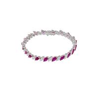 LATELITA Viscountess - Pulsera de tenis de plata de ley 925, rubíes cultivados en laboratorio y diamantes de imitación, longitud ajustable de 18 cm