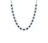 LATELITA Whistledown - Collar de plata de ley 925 con zafiros cultivados en laboratorio, circonitas, longitud ajustable de 40 a 45 cm, Plata esterlina, Zafiro