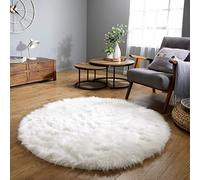 Latepis Alfombra redonda blanca de piel sintética de oveja de 6.5 pies, alfombra circular esponjosa y lavable para sala de estar, dormitorio, habitación de adolescentes o residencias universitarias,