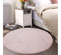 Latepis Alfombra redonda de piel de conejo sintética de color rosa claro de 5 pies, esponjosa, lavable, antideslizante, para sala de estar, dormitorio, guardería y sala de juegos
