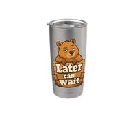 Later Can Wait Quokka Humor Vaso térmico de acero inoxidable de doble pared