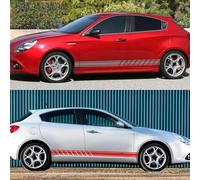 Lateral De Puerta De Coche Rayas Largas Película De Vinilo Pegatinas Decoración De Carrocería Accesorios para Alfa Romeo Giulia Giulietta 159 156 Mito Stelvio 147 Sportiva Auto.,Grey