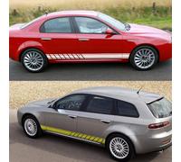 Lateral De Puerta De Coche Rayas Largas Película De Vinilo Pegatinas Decoración De Carrocería Accesorios para Alfa Romeo Giulia Giulietta 159 156 Mito Stelvio 147 Sportiva Auto.,White