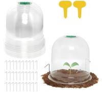 LATERN 10 Piezas Campanas para Plantas de Jardín, 26cm x 20cm Mini Cubierta Invernadero de Plástico Reutilizable para Protección Plantas Contra Heladas - con 16 Etiquetas, 30 Clavijas de Seguridad