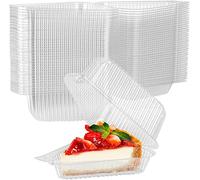 LATERN 100 Piezas Cajas de Rebanadas de Pastel, Cajas Individuales de Tarta de Queso Cajas para Cupcakes con Forma de Concha Recipiente de Comida con Bisagras de Plástico Transparente con Tapas