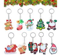 LATERN 100 Piezas Llaveros Navideños, 10 Estilos Dibujos Animados Media del Árbol de Navidad del Muñeco de Nieve de Papá Noel Llaveros para Regalos Recuerdos de Fiesta Decoración Navideña