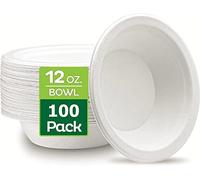 LATERN 100 Piezas Tazones de Papel Desechables, 360ml Blanco Cuencos Rígidos de Bagazo 100% Biodegradables Compostables Cuencos de Caña de Azúcar para Restaurantes de Uso Diario Fiesta (13,5cm x 4cm)