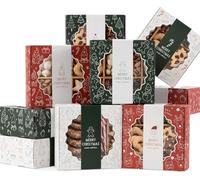 LATERN 12 Piezas Cajas de Navidad para Galletas, 15CM x 15CM Caja de Cartón para Cupcakes y Dulces Papá Noel Elfo Muñeco de Nieve Alce Regalo Caja con Banda de Manga y Ventana para Navidad Fiesta