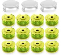 LATERN 12 Piezas Carretes de Hilo para Desbrozadora Ryobi (AC80RL3) con 3Pz Tapas de Carrete, 42m Alimentación Automática Hilo de Repuesto Reflex para Desbrozadoras Inalámbricas Ryobi 18V, 24V y 40V