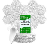 LATERN 12 Piezas Paneles Acústicos Autoadhesivos, 30CM x 26CM Paneles Hexagonales a Prueba de Sonido Paneles de Absorción Acústica de Alta Densidad para Grabación Estudio Hogar Oficinas (Gris)