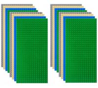 LATERN 16 Piezas Placas Base de Ladrillos de Construcción Clásicos, 12,5CM x 25CM Placas de Construcción Grandes 16 x 32 Pernos Tableros de Construcción Apilables - 100% Compatibles (4 Colores)