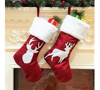 LATERN 2 Piezas Calcetín Navideño, 2 Estilos Medias De Navidad De Gran Tamaño Regalo Medias Colgantes Media De Renos A Granel con Puño De Piel Sintética De Felpa para Fiesta De Navidad (45 x 20CM)