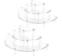 LATERN 2 Piezas Soportes de Exhibición Acrílico, 3 Niveles Media Luna Expositor de Sobremesa Transparente Grande para Perfumes Cupcakes Figuras Postres Cosméticos Loción Crema Colonia (38CM x 15CM)