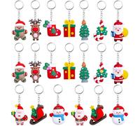 LATERN 20 Piezas 3D Llaveros Navideños, 5CM Papá Noel Muñeco De Nieve Árbol Corona Llavero Navideño de Goma con Dibujos Animados para Navidads Regalos Árbol de Navidad Fiesta Decoración (10 Estilos)