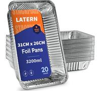 LATERN 20 Piezas Bandejas para Hornear de Papel de Aluminio, 31 x 26 x 5CM Bandejas Desechables para Asar Apto para Horno y Congelador Cocinar Hornear Sartenes para Asar para Servir Comida en Fiestas
