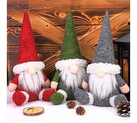 LATERN 3 Piezas Gnomo Navideño Sueco, Adorable Muñeco De Papá Noel Sentado Hecho A Mano Figuras De Elfo Gonks para Chimeneas De Decoración De Fiesta De Navidad (30cm x 15cm)