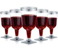 LATERN 30 Piezas Copas de Vino de Plástico, 170ml Copas de Cata de Vino de Plateadas Copas de Vino de Fiesta con Tallo Reutilizables para Bebidas Whisky Champán Cerveza Cóctel Martini (13,4 x 6,5cm)