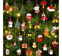 LATERN 36 Piezas Adornos Navideños en Miniatura, 3CM Pequeños Muñeco de Nieve Papá Noel Alce Copo de Nieve Adornos Colgantes de Resina para Árbol de Navidad Corona Ventanas Chimenea Vacaciones Fiesta