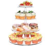 LATERN 4 Niveles Soporte para Cupcakes, Redondo Torre de Acrílico para Cupcakes Expositor Transparente Soporte Reutilizable para Tartas y Postres para Bodas Cumpleaños Baby Shower Halloween Fiesta