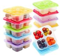 LATERN 4 Piezas Fiambreras para Bento, 16CM x 16CM Lonchera Bento con 4 Compartimentos Contenedores Apilables para Alimentos Fugas Prueba Caja de Preparación de Comida para Escuela Trabajo (5 Colores)