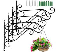 LATERN 4 Piezas Soportes para Cestas Colgantes, 25CM x 20CM Colgador Metálico de Pared Gancho para Cestas Colgantes con Tornillo para Comederos de Pájaros, Faroles, Campanillas de Viento, Macetas