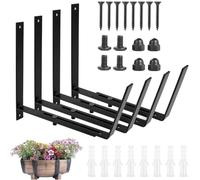 LATERN 4 Piezas Soportes para Jardineras de Ventana, 15CM - 30CM Ajustable Resistente Metal Jardinera Gancho de Montaje en Pared para Balcones Vallas Patios Jardines Pared Barandillas Repisa