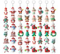 LATERN 40 Piezas 3D Llaveros Navideños, 6CM Papá Noel Muñeco De Nieve Árbol Corona Llavero Navideño de Goma con Dibujos Animados para Navidads Regalos Árbol de Navidad Fiesta Decoración (20 Estilos)