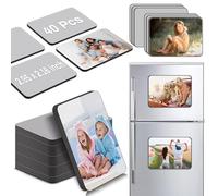 LATERN 40 Piezas Imanes en Blanco para Sublimación, 5,5cm x 7,5cm Personalizados Sublimación Refrigerador Blanco Pegatinas Magnéticas para Bricolaje Cocina Microondas Oficina Pared Puerta Decorativo