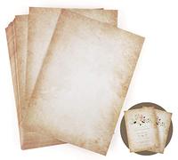 LATERN 50 Hojas Papel de escribir Vintage, A4 Formato impreso a doble cara DIN A4 100gsm Papel viejo Papelería Vintage para escritura e impresión Impresora DIY