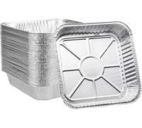 LATERN 50 Piezas Bandejas para Hornear de Papel de Aluminio, 20CM x 20CM x 4CM Bandejas Desechables para Asar Apto para Horno y Congelador Cocinar Hornear Sartenes para Asar para Fiestas Servir Comida